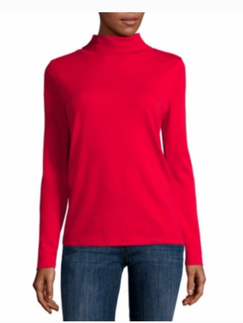 LIZ CLAIBORNE 100% COTTON SOFT KNIT LONG SLEEVE TURTLENECK Size S Red
